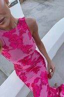Floral Embroidered Maxi Dress – Elegant Sleeveless Gown