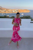 Floral Embroidered Maxi Dress – Elegant Sleeveless Gown