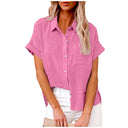 Short Sleeve Cotton Linen Top – Casual Blouse