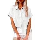 Short Sleeve Cotton Linen Top – Casual Blouse