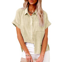 Short Sleeve Cotton Linen Top – Casual Blouse