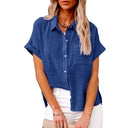 Short Sleeve Cotton Linen Top – Casual Blouse