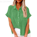 Short Sleeve Cotton Linen Top – Casual Blouse