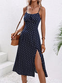 Strappy Midi Dress with Slit – Lightweight Summer Style