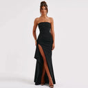 Strapless Black Maxi Dress – Off-Shoulder Bodycon Evening Gown