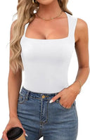 Sleeveless Fitted Tank Top – Square Neck Design