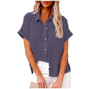 Short Sleeve Cotton Linen Top – Casual Blouse