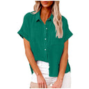 Short Sleeve Cotton Linen Top – Casual Blouse