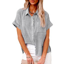 Short Sleeve Cotton Linen Top – Casual Blouse