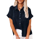 Short Sleeve Cotton Linen Top – Casual Blouse
