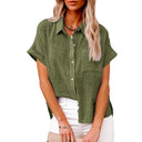 Short Sleeve Cotton Linen Top – Casual Blouse