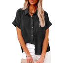 Short Sleeve Cotton Linen Top – Casual Blouse