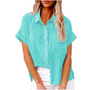 Short Sleeve Cotton Linen Top – Casual Blouse