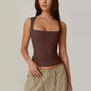 Sleeveless Fitted Tank Top – Square Neck Design