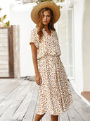 Vintage Floral Print Midi Dress