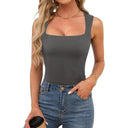 Sleeveless Fitted Tank Top – Square Neck Design
