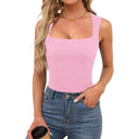 Sleeveless Fitted Tank Top – Square Neck Design