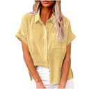 Short Sleeve Cotton Linen Top – Casual Blouse