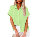 Short Sleeve Cotton Linen Top – Casual Blouse