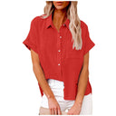 Short Sleeve Cotton Linen Top – Casual Blouse