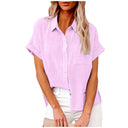 Short Sleeve Cotton Linen Top – Casual Blouse