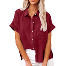 Short Sleeve Cotton Linen Top – Casual Blouse