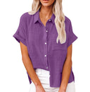 Short Sleeve Cotton Linen Top – Casual Blouse