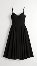 Corset-Style Midi Dress – Strapless & Pleated Design