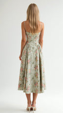 Corset-Style Midi Dress – Strapless & Pleated Design