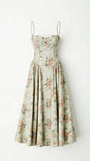 Corset-Style Midi Dress – Strapless & Pleated Design