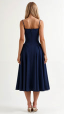 Corset-Style Midi Dress – Strapless & Pleated Design