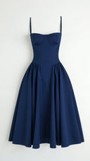 Corset-Style Midi Dress – Strapless & Pleated Design