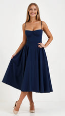 Corset-Style Midi Dress – Strapless & Pleated Design