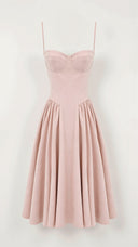 Corset-Style Midi Dress – Strapless & Pleated Design