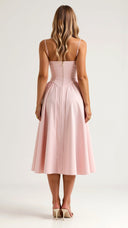 Corset-Style Midi Dress – Strapless & Pleated Design
