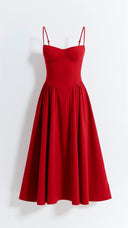 Corset-Style Midi Dress – Strapless & Pleated Design