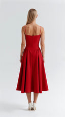 Corset-Style Midi Dress – Strapless & Pleated Design