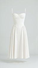 Corset-Style Midi Dress – Strapless & Pleated Design